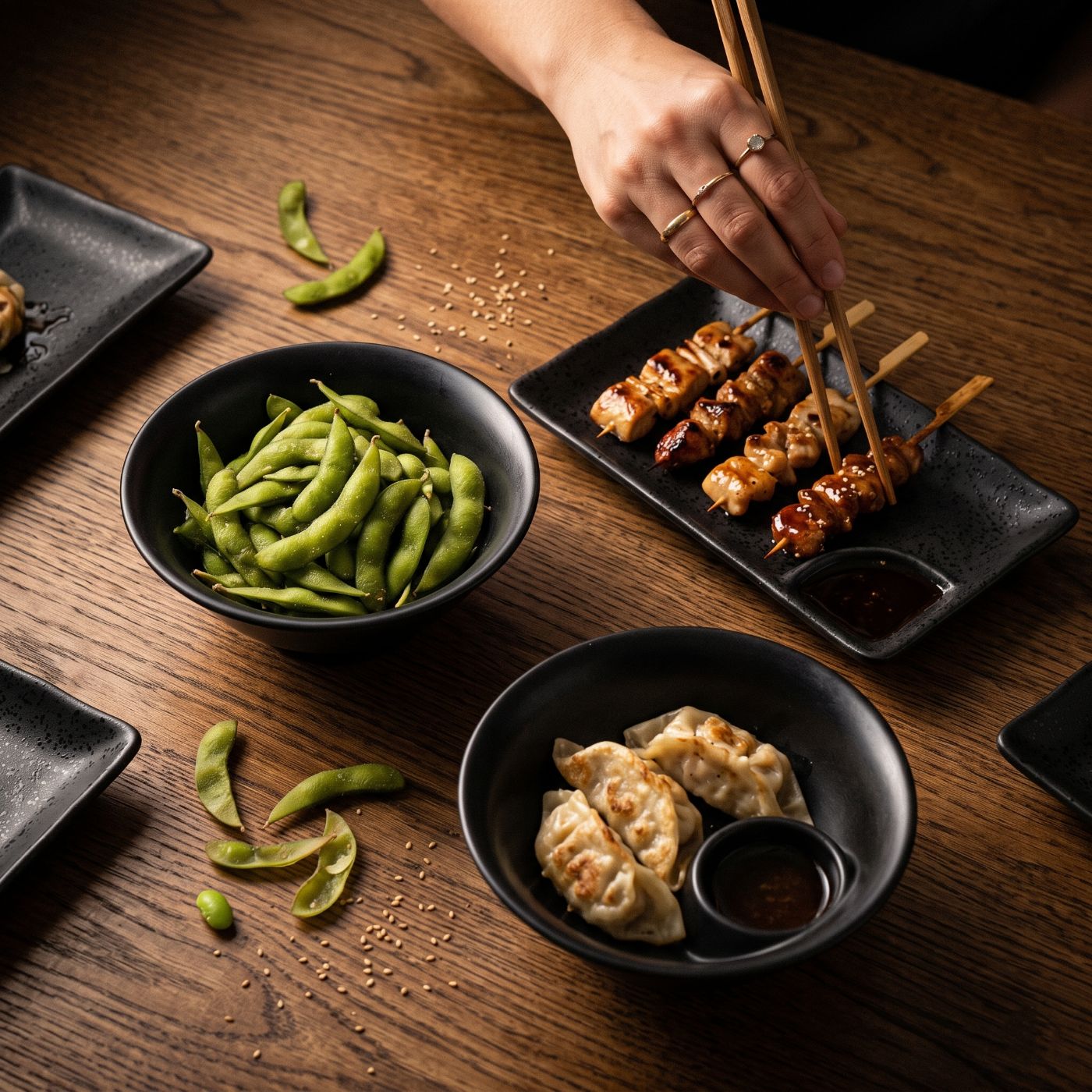 Plated dishes on a restaurant table